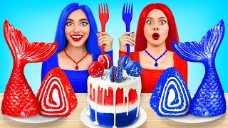 Tantangan Makanan Merah vs Biru | Makan Semua Makanan Dalam 1 Warna oleh RATATA POWER