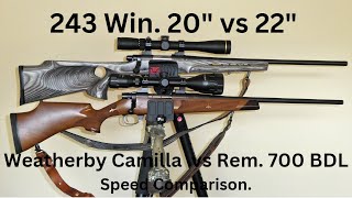 243 Win. 20" vs 22". Velocity Difference. Sierra 80gn. and 100gn. Tested.