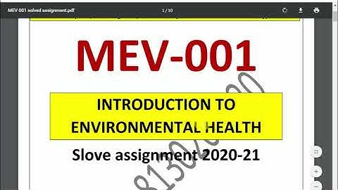 MEV 001 Solved Assignment 2020-21 | Introduction to Environmental Health | IGNOU Solved Assignment