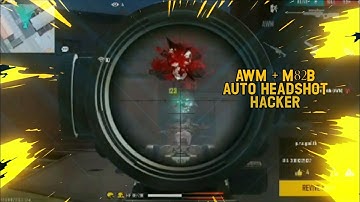 AWM + M82B auto headshot hacker in training ground😱 Garena Free fire