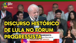 Lula faz discurso histórico no fórum Progressista em Barcelona (18/04/26)