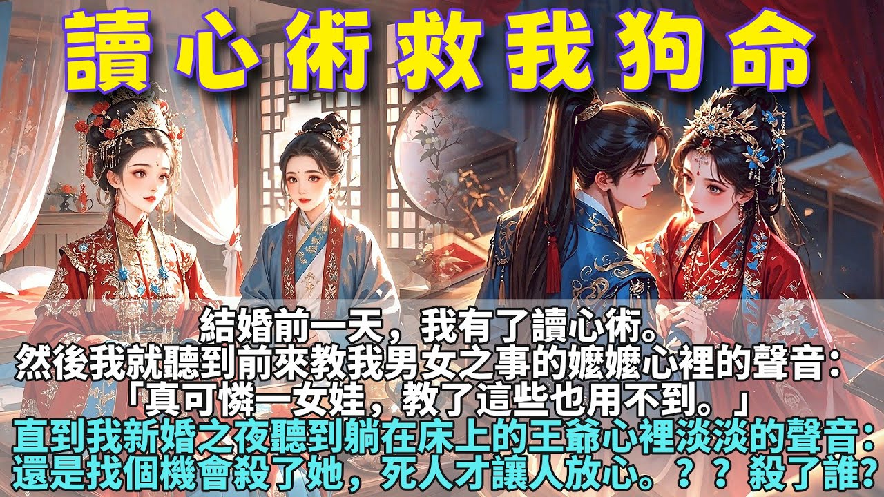 【完结】结婚前一天，我有了读心术。然后我就听到前来教我男女之事的嬷嬷心里的声音：「真可怜一女娃，教了这些也用不到。」我不懂她的意思，也不懂后面听到的那些乱七八糟的话是什么意思。《读心术救我狗命》