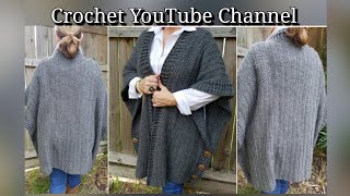 شال / بونشو كروشية مع شرح جميع المقاسات Poncho shawl with all sizes explained/ قناة #كروشية_يوتيوب