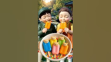 Squid Game eating colorful ice cream edible slime ASMR #asmrRainbow #squidgame #squidgame2 #ai