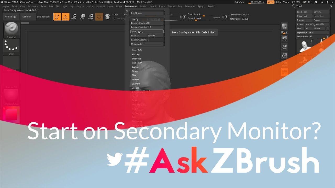 does zbrush have dual monitor support