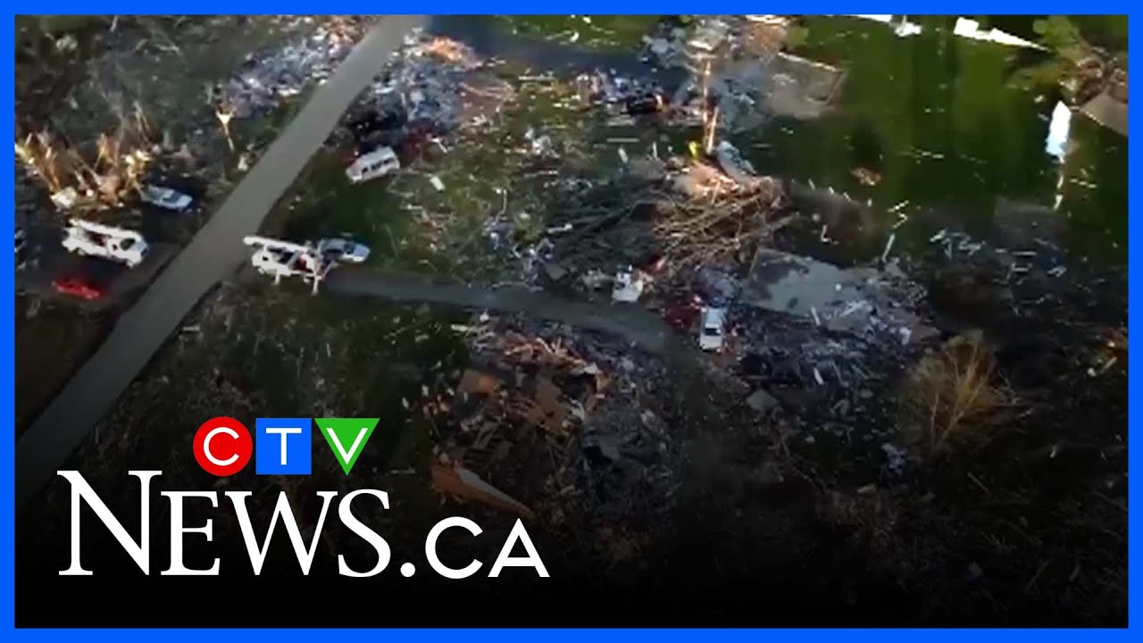 Drone captures aftermath of deadly tornado damage in Kentucky - YouTube