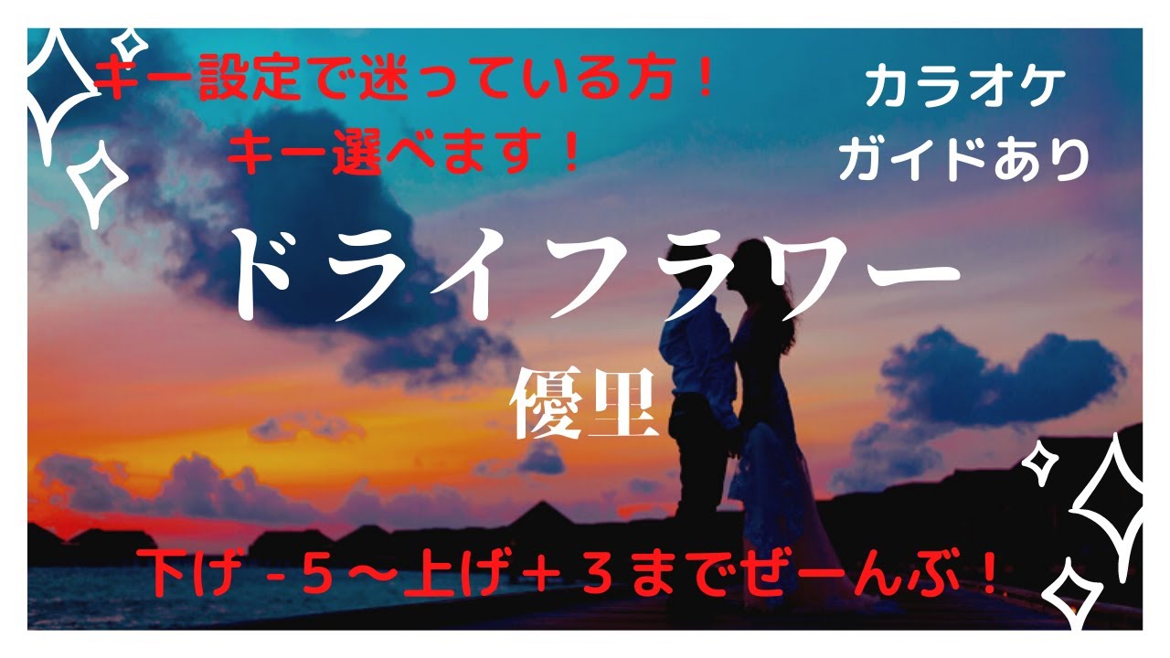 【カラオケ】ドラフラワー/優里｜With ensemble Ver.【男性＆女性キー下げ−５〜上げ＋３】【ガイド付き歌詞付き】キー設定に迷っている方へ