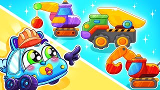 Yes! Five Little Construction Trucks🤩Colorful Toy Truck Song🚓🚌🚗🚑+More Nursery Rhymes by AnimalCars