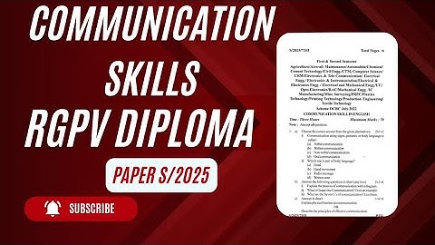 RGPV Diploma | Communication Skills English | Polytechnic Previous year 2025 Question paper