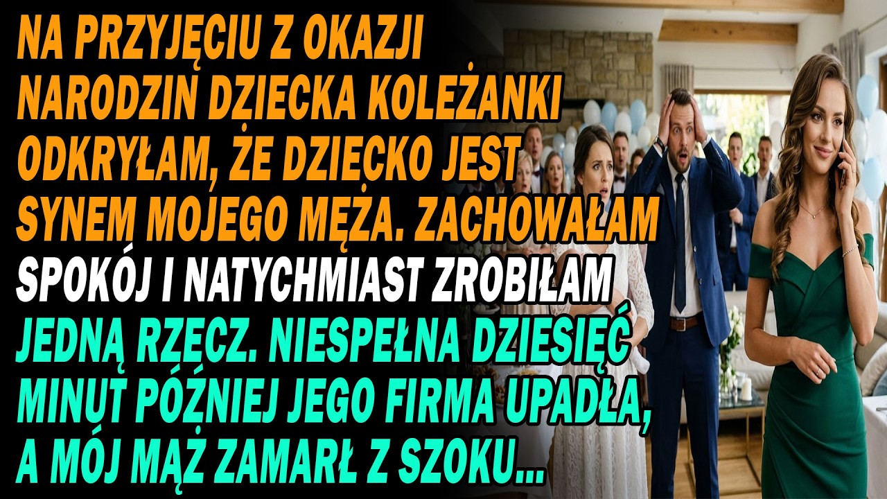 To miało być zwykłe firmowe przyjęcie. Siedziałam, popijając cydr, gdy nagle z kocyka niemowlęcia wysunęła się malutka stopka. Na kostce błysnął złoty dzwoneczek – dokładnie ten sam, który mój mąż...