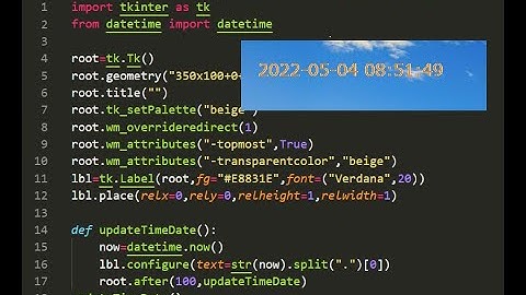 Transparent Background Python Tkinter Clock Edited