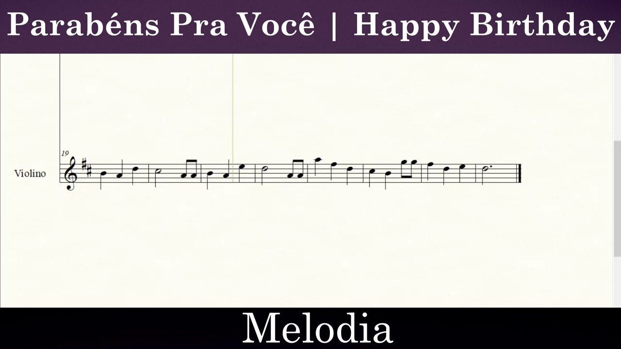 PARABÉNS PRA VOCÊ HAPPY BIRTHDAY Melodia no Violino I Playback PARTITURA I YouTube