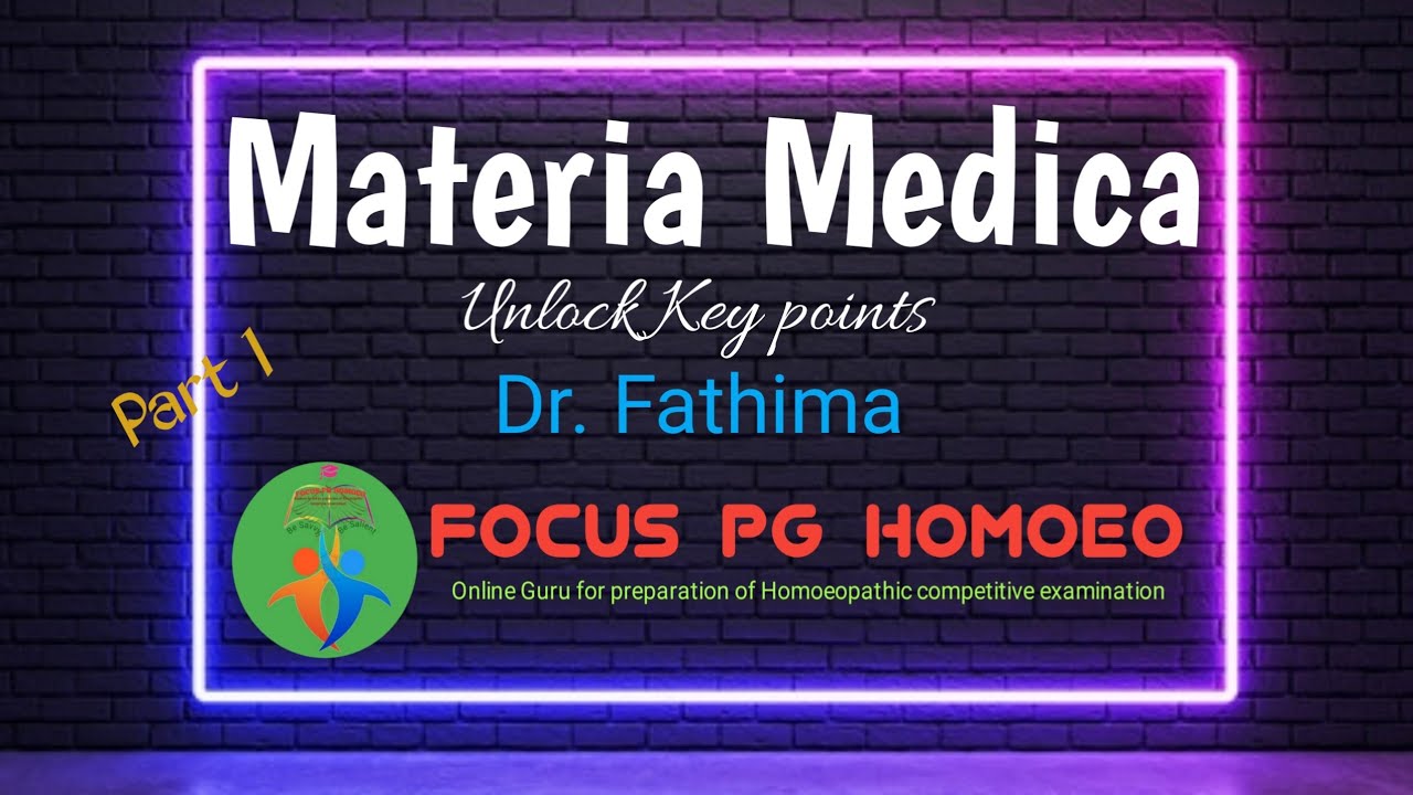 Materia Medica | High Yielding Key points discussion | Part I