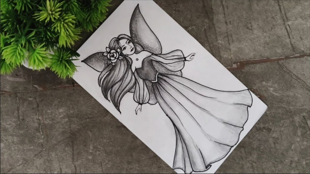 How to Draw a Beautiful Fairy 🧚‍♀️ | Easy Pencil Sketch Tutorial Step ...