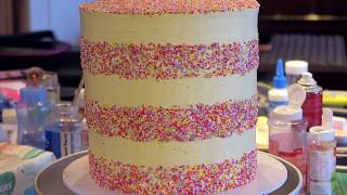 Adding Sprinkles to the Side of Your Cake