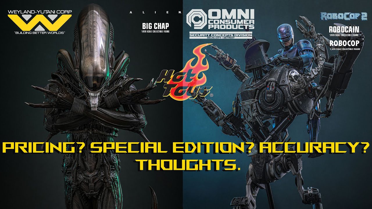 LOOK!!! HOT TOYS ALIEN BIG CHAP 2.0, ROBOCAIN, AND ROBOCOP2