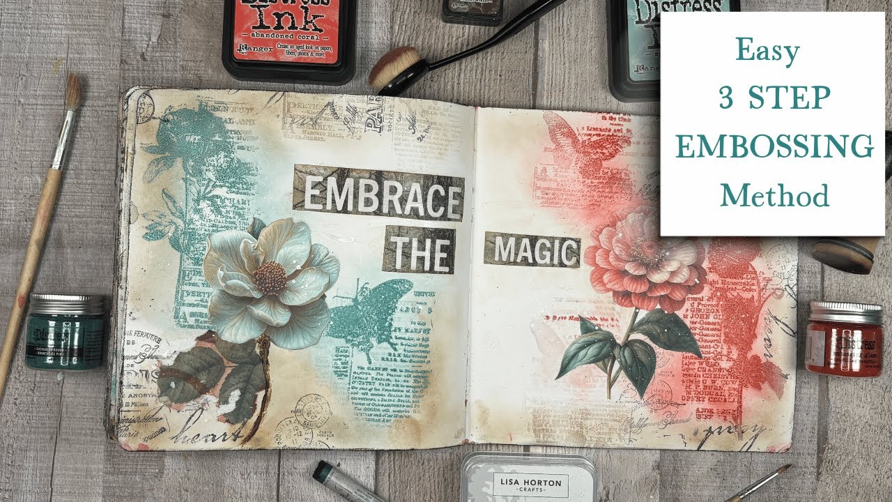 Easy 3 STEP EMBOSSING METHOD Mixed Media Art