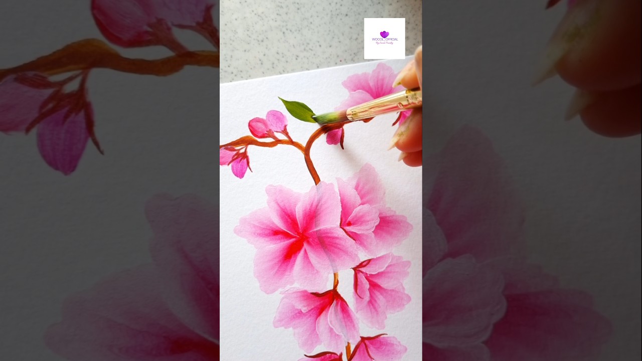 Pink delicate flowers in Onestroke 