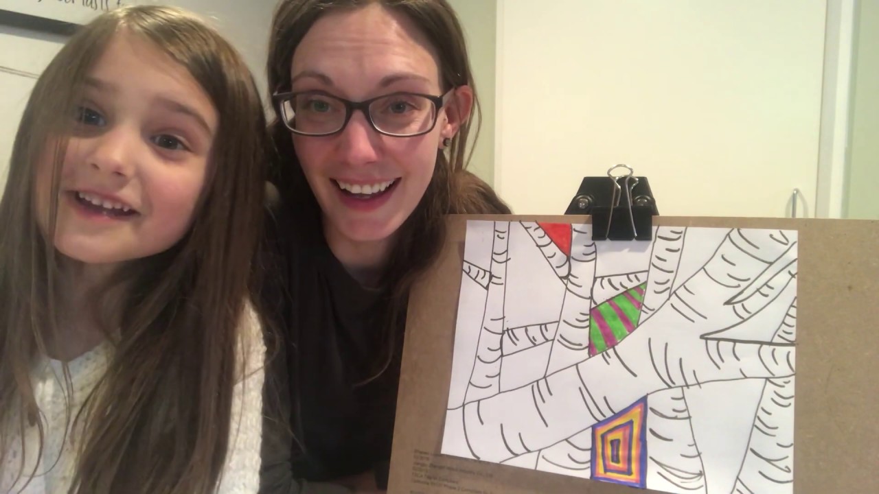 Birch Tree Negative Space Drawing- Marker Art 3:4