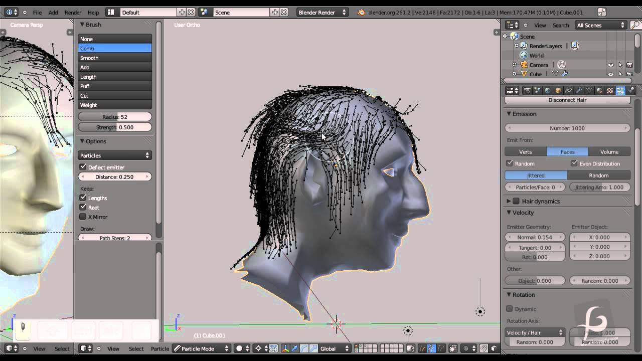 Membuat Rambut di Blender 2.61 Part 2 - YouTube