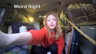Stealth Car Camping in Dark Parking Lot