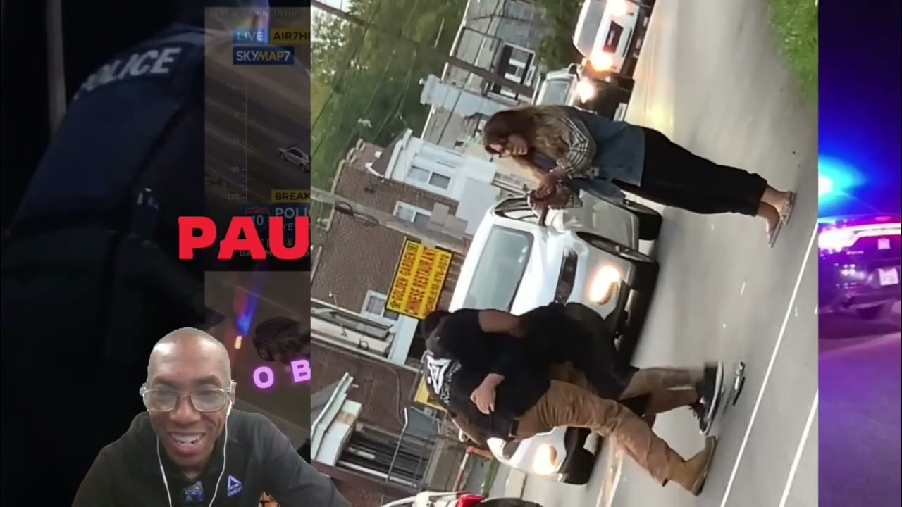 Two Men Wrestling After Car Accident as Histerical Woman Hits Motorist Version 2