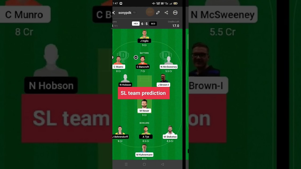 SCO VS HEA DREAM11 PREDICTION