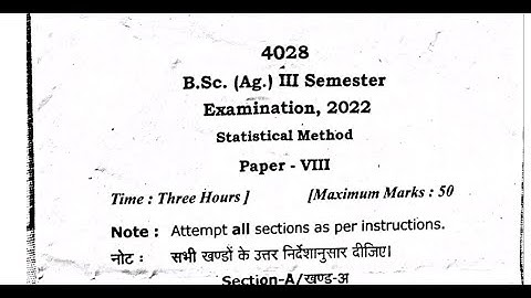 Statistical Methods Paper 8 Semester 3 B.Sc Ag Examination 2022 Video