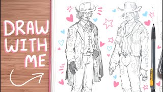 draw with me ✿ western fashion outfits for my cowboy characters! screenshot 1