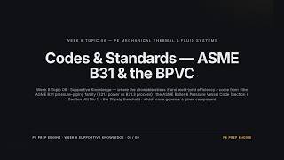 Codes & Standards: ASME B31 & BPVC — PE Mechanical TFS Week 6 (Lesson 06 of 09)