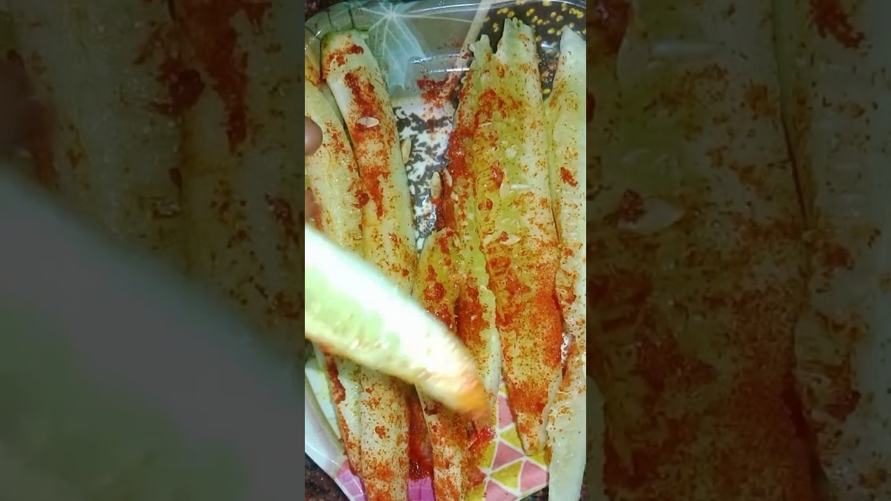 😋🥒 Cucumber with salt & chilli|Cucumber cutting