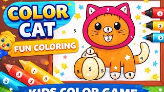 🐱 Cute Cat Coloring 🎨 | Kids Color by Number | Fun Learning Animation screenshot 1