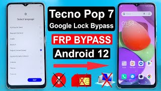 Tecno Pop 7 Frp Bypass Android 12 Without Pc | Tecno BF6 Frp | Tecno Pop 7 Google Account Bypass |