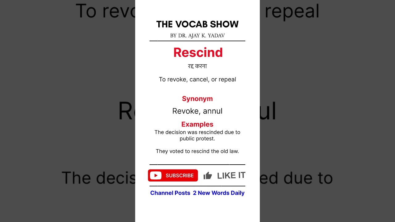 Rescind- The Vocab Show by Dr. Ajay K. Yadav || 