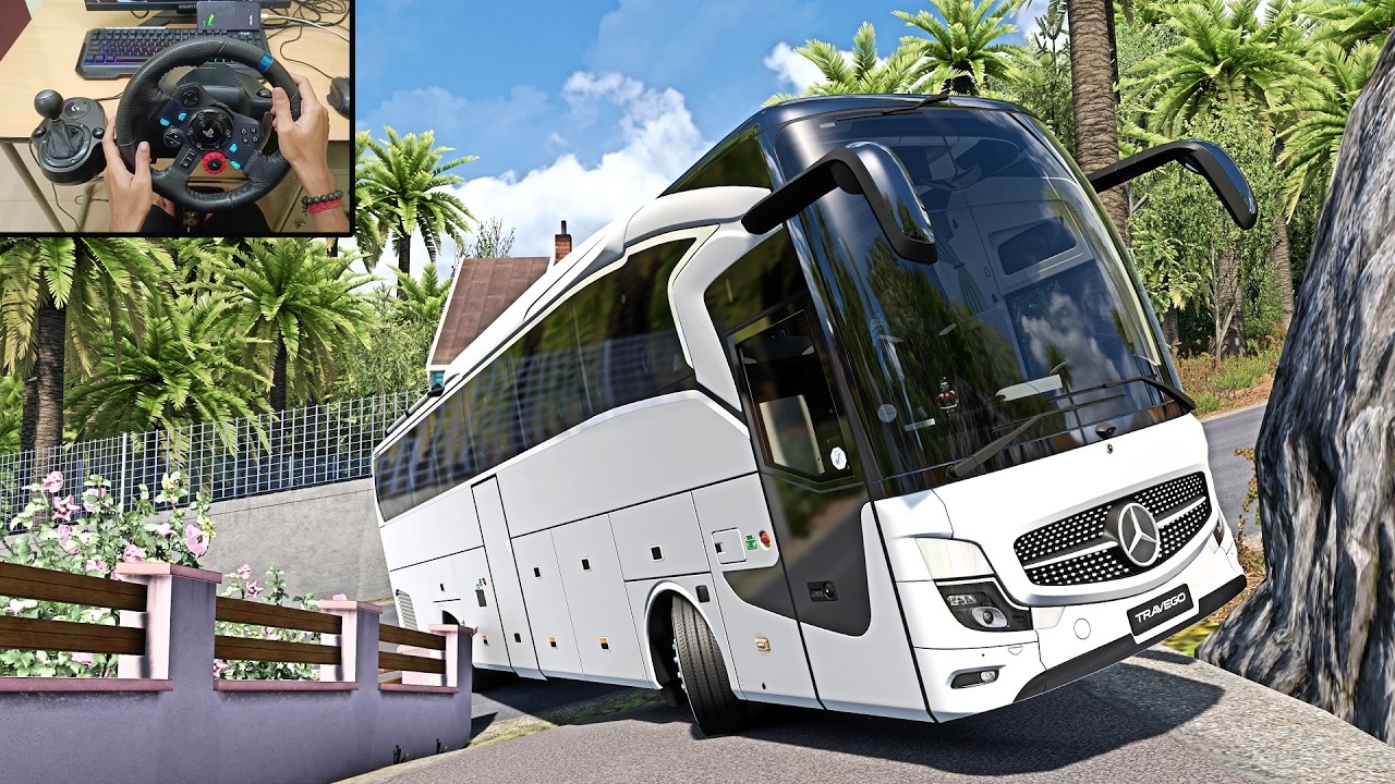 Realistic Bus Driving through extreme narrow roads of Bali Island | Bus Simulator Logitech G29 Setup