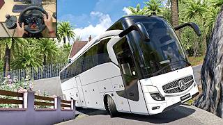Realistic Bus Driving through extreme narrow roads of Bali Island | Bus Simulator Logitech G29 Setup screenshot 4