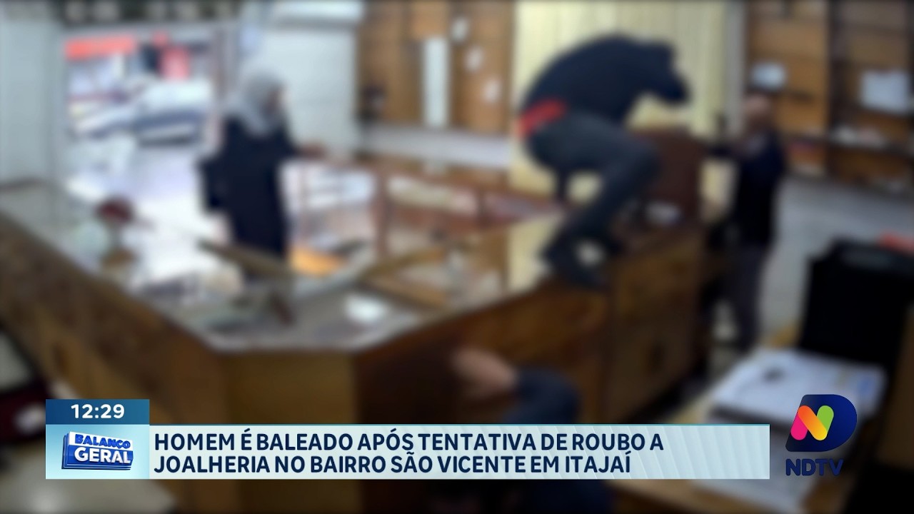 Homem é baleado durante tentativa de roubo a joalheria em Itajaí