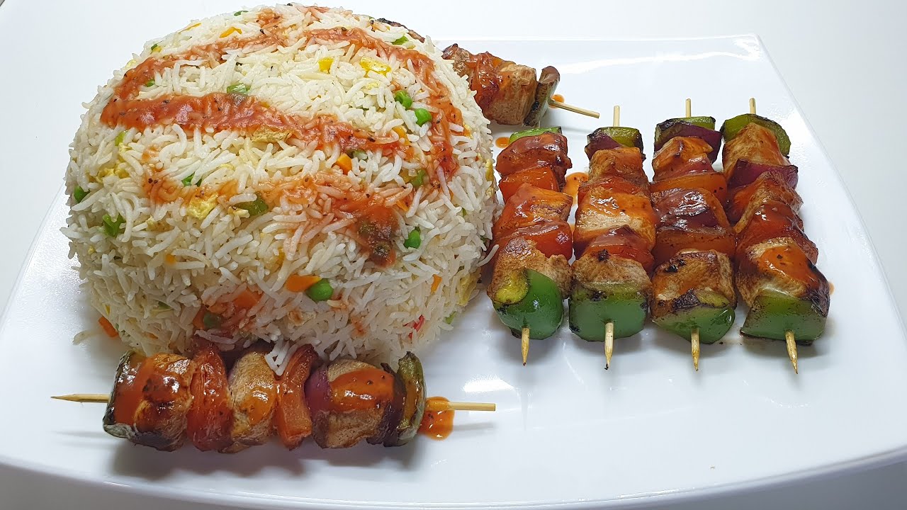 Chicken Shashlik With Egg Fried Rice Chicken Shashlik Egg Fried