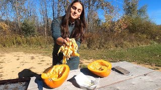 Preparing large pumpkin for pie or pressure canning #pumpkin