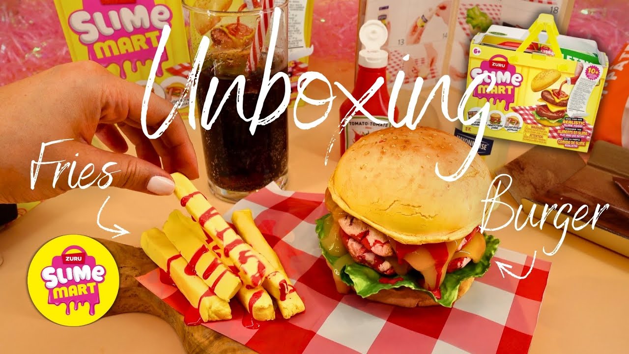 ASMR | UNBOXING Zuru Slime Mart Hamburger meal with fries & pop | no talking