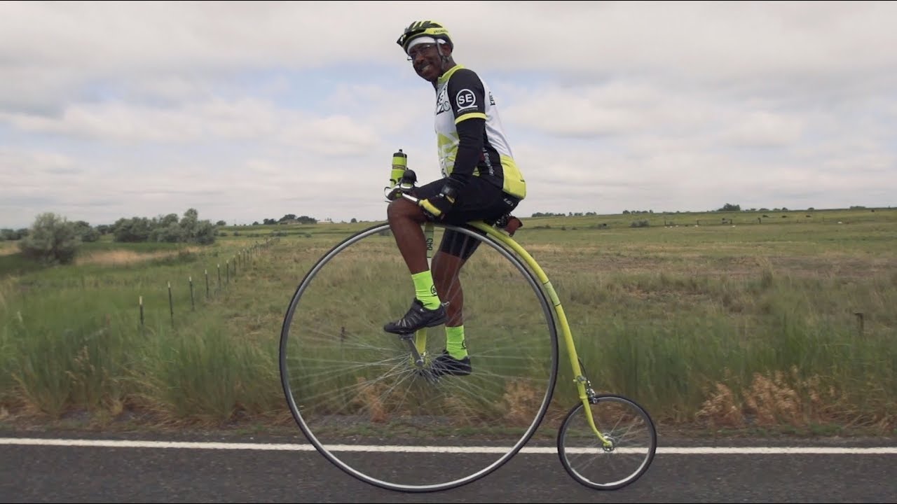 a penny farthing bicycle