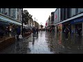 Heavy Rain on Northumberland Street Newcastle Upon Tyne city walk tour October 2019