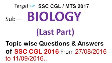 Previous Year SSC CGL 2016 Biology Part-3 Most Expected Science MCQ in SSC CGL/MTS/CHSL 2017-18 Exam