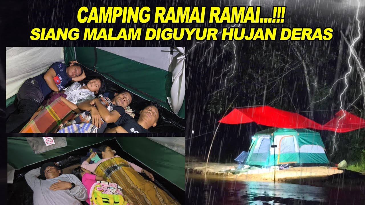 diguyur hujan deras ramai ramai full siang malam, relaxing rain sound, di pinggir danau
