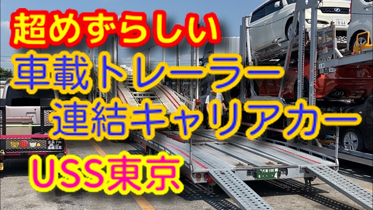 超めずらしいキャリアカー 車載トレーラー けん引 USS東京にて - YouTube