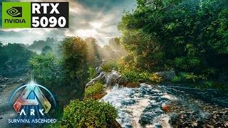 ark ascended rtx 5090 epic settings mountain waterfall rain 2k mp4
