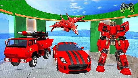 Missile Truck Airplane Robot Transform: Car Robot War - Red Robot - Android Gameplay