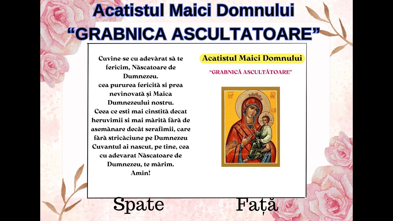 Acatistul Maici Domnului “GRABNICA ASCULTATOARE” #carticicaderugaciuni