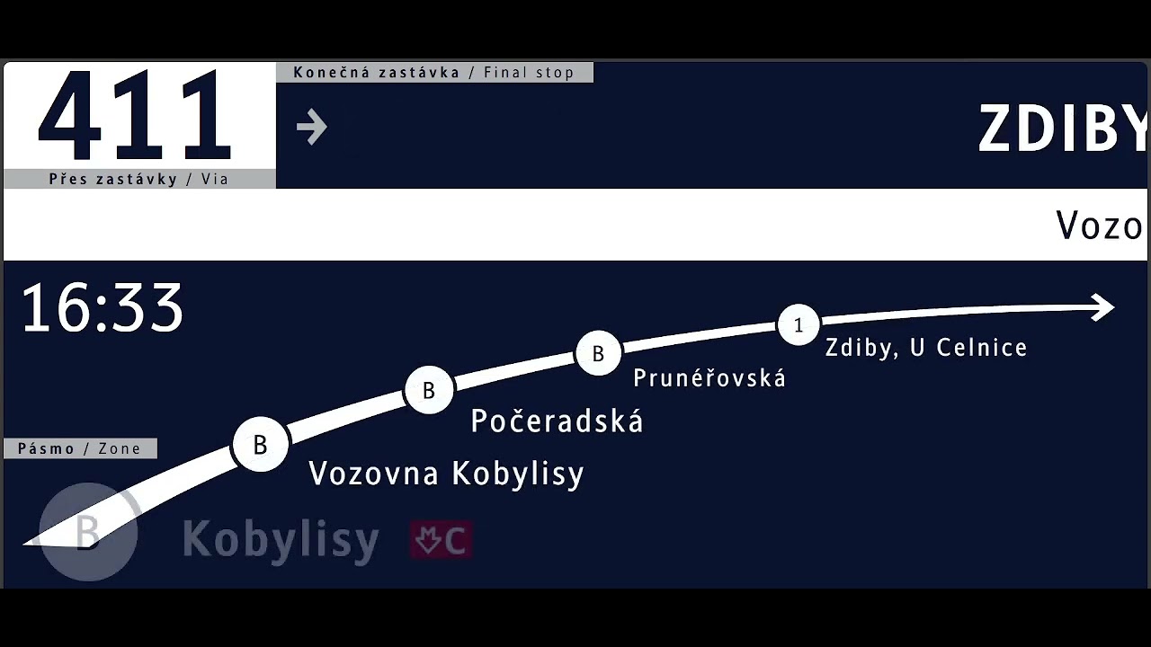 Hlášení linky 411 s panelem