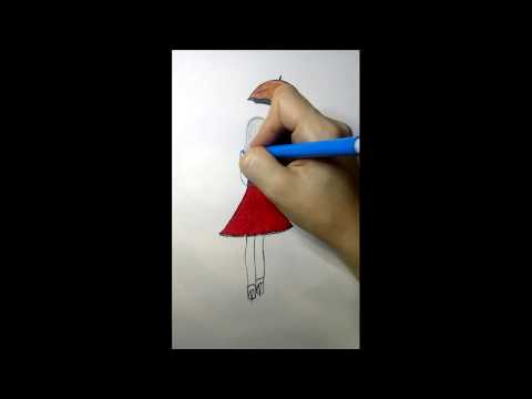 Как нарисовать девушку с зонтом [How to draw a girl with umbrella]